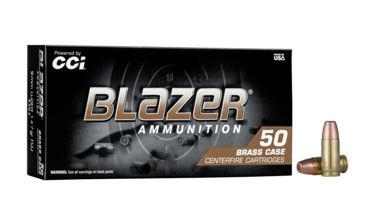 CCI Blazer Brass Handgun Ammunition 9mm Luger 147 gr. FMJ 950 fps 50/ct